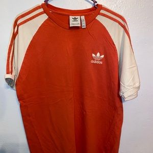 Adidas Classic 3 Stripe T-Shirt Orange